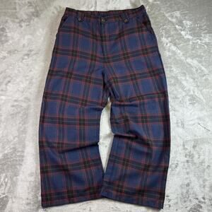 Jolt Plaid Pants Womens Large Blue Red Tartan Straight Leg Casual